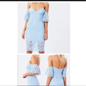 Bardot Off shoulder Lace baby blue Dress - Brand New